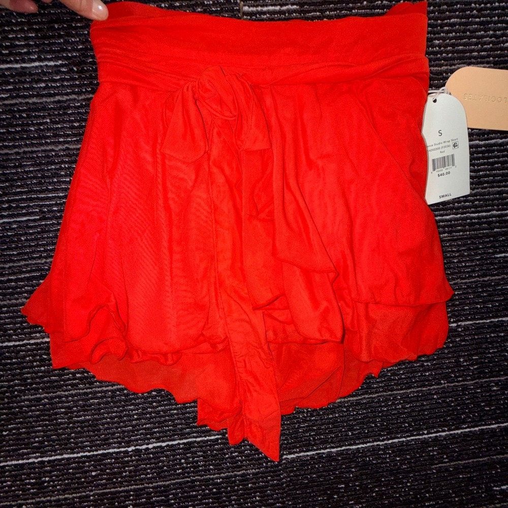 Blogilates Dance Studio Wrap Skort Women L Red NEW Mesh‎ Layered Activewear